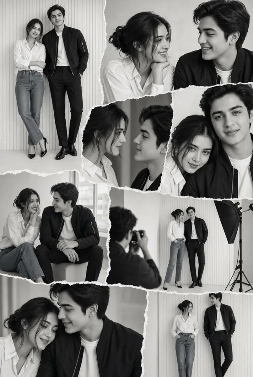Monochrome Couple Studio Collage reference