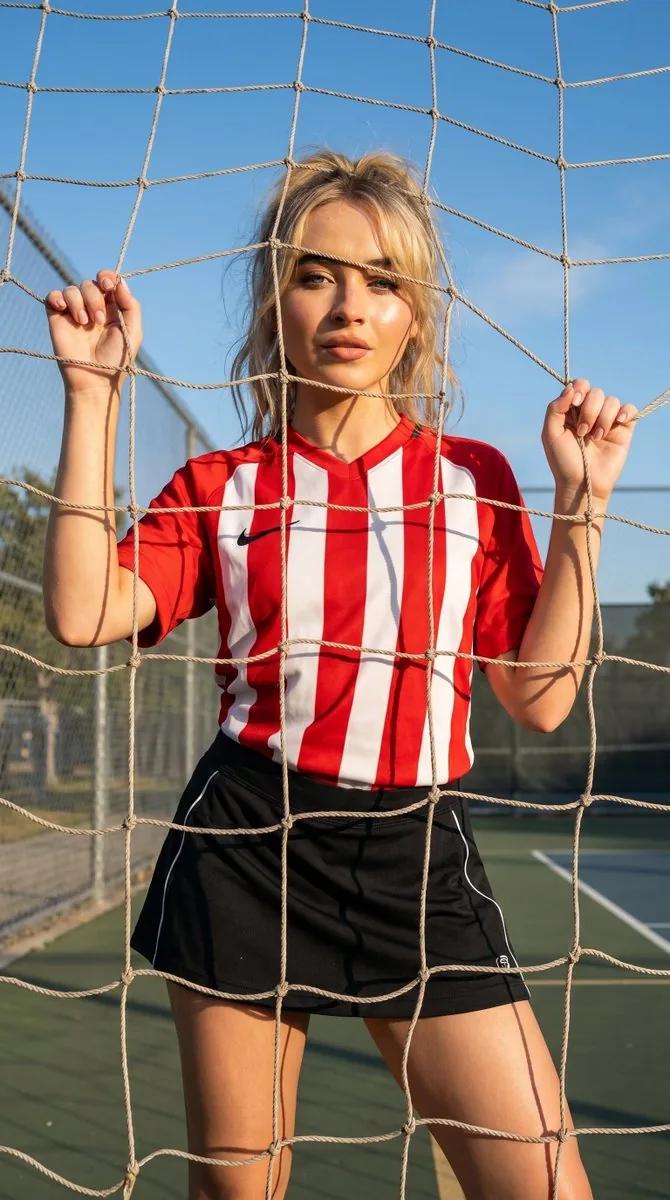 Sporty Football Net Editorial - Nano Banana Pro AI Prompt for Product Marketing reference