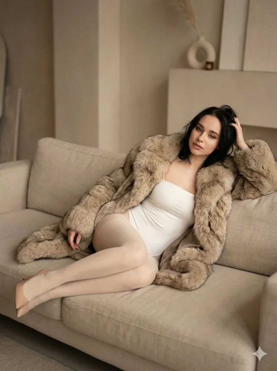 Elegant Glamour Portrait in Neutral Interior - Nano Banana Pro AI Prompt for Social Media Post reference