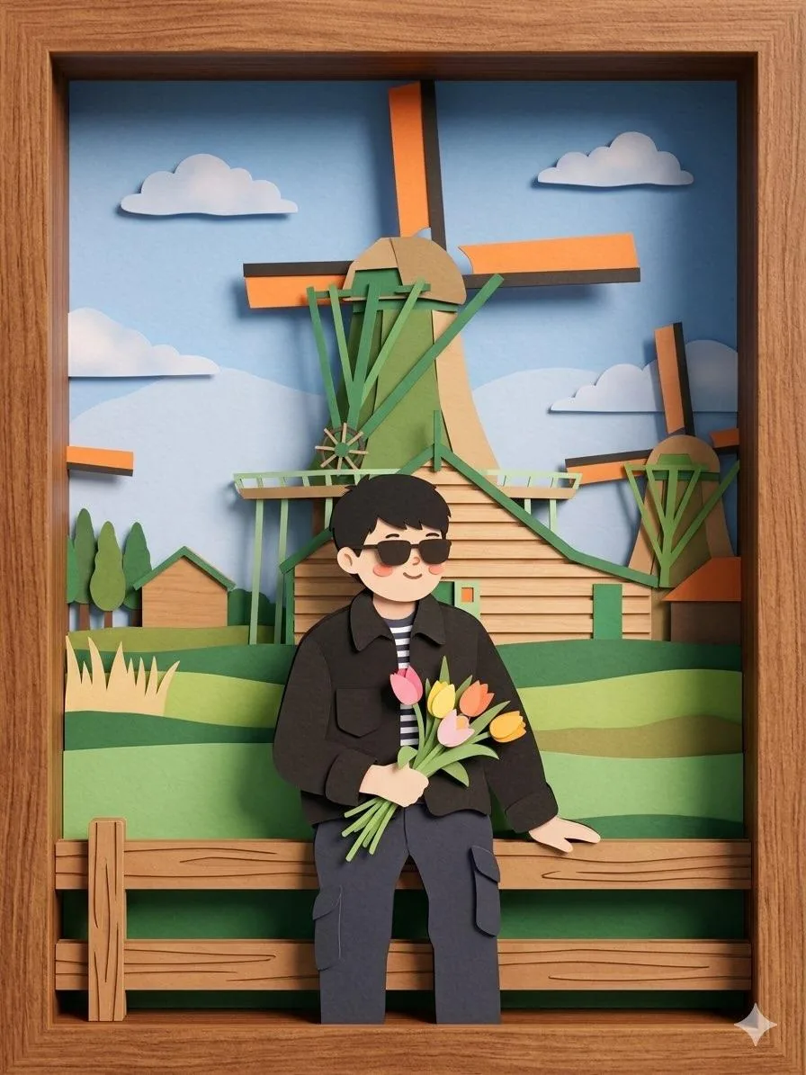 Paper-cut Layered Illustration Style reference