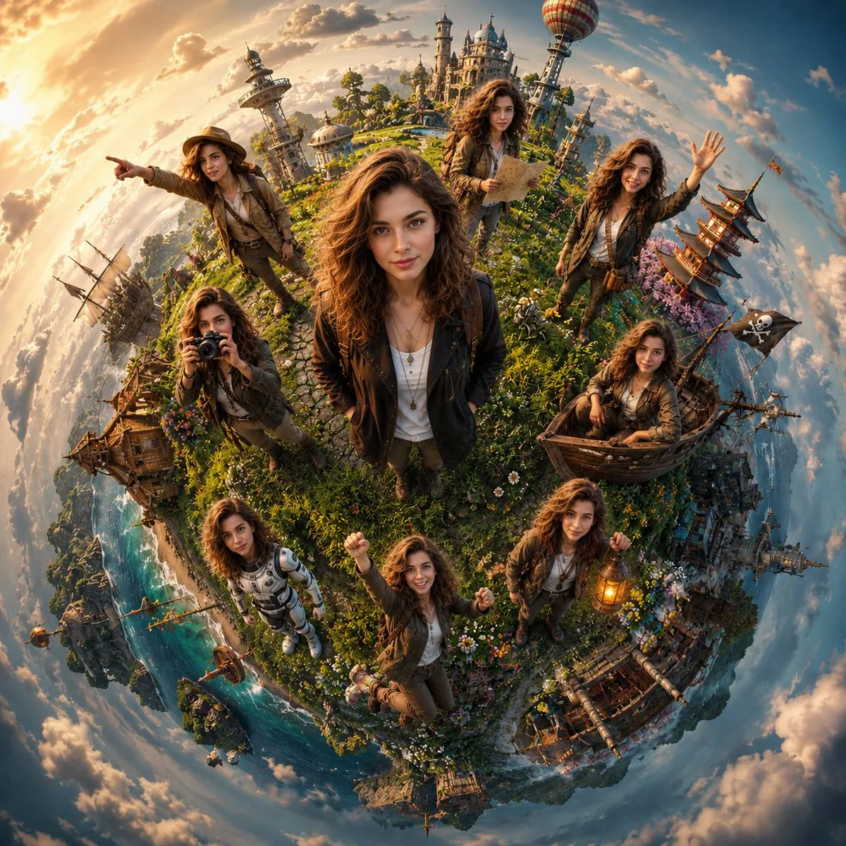 Cinematic Tiny Planet Fantasy World reference