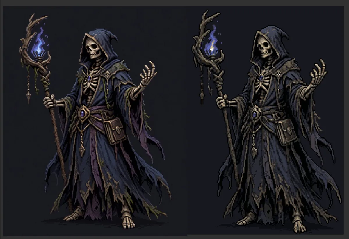 Necromancer Pixel Art Comparison reference
