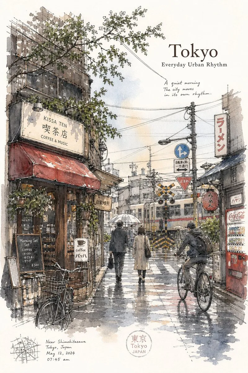 Tokyo Minimalist Urban Sketch Poster reference