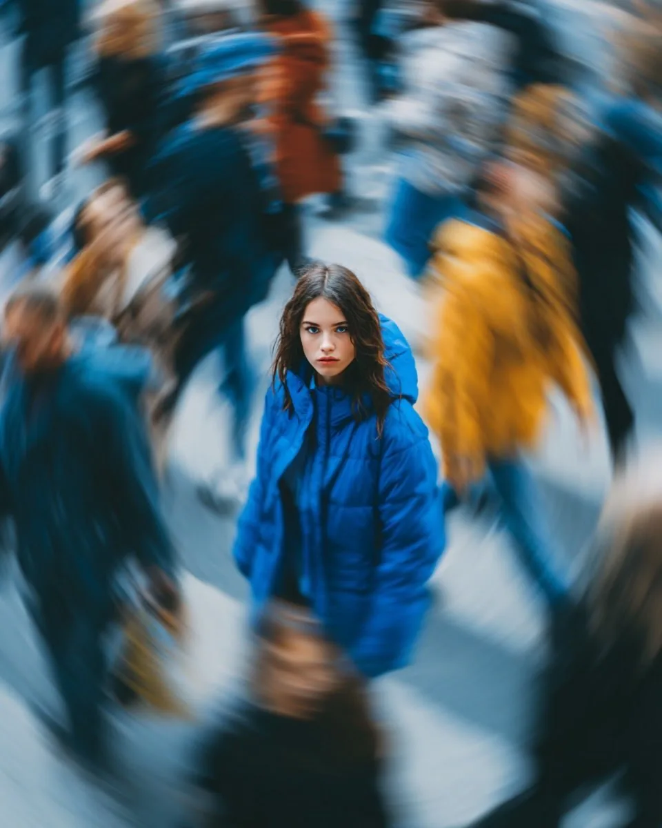 Cinematic Street Portrait of Woman in Puffer Jacket (3 Variations) - Nano Banana Pro AI Prompt for Social Media Post reference