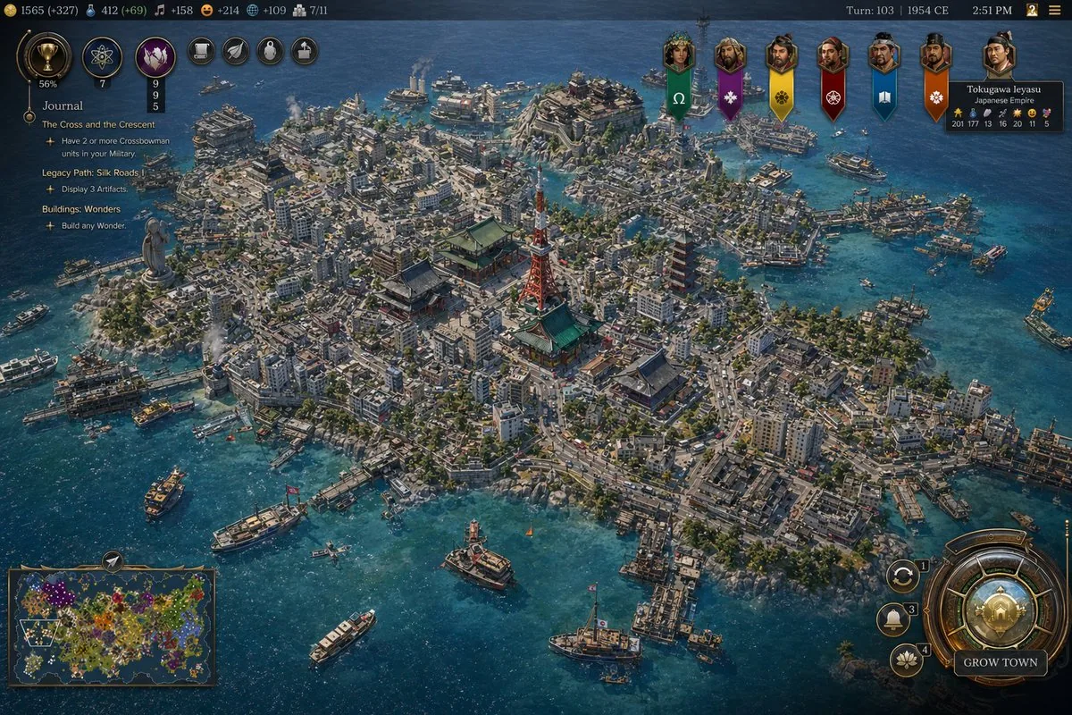 Civ-Style 1954 Tokyo Harbor Screenshot reference
