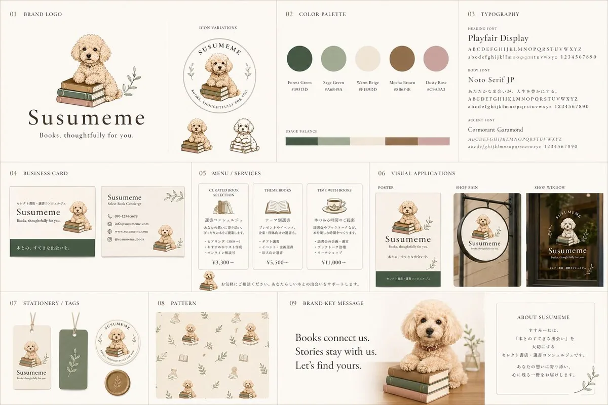 Bookstore Brand Board with Poodle Mascot reference