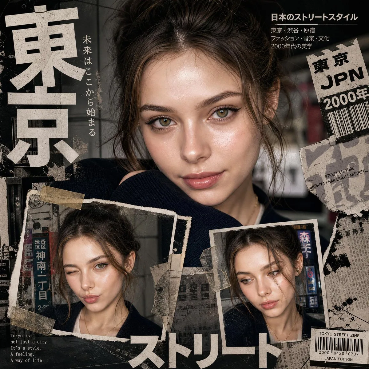 Y2K Japanese editorial collage poster reference