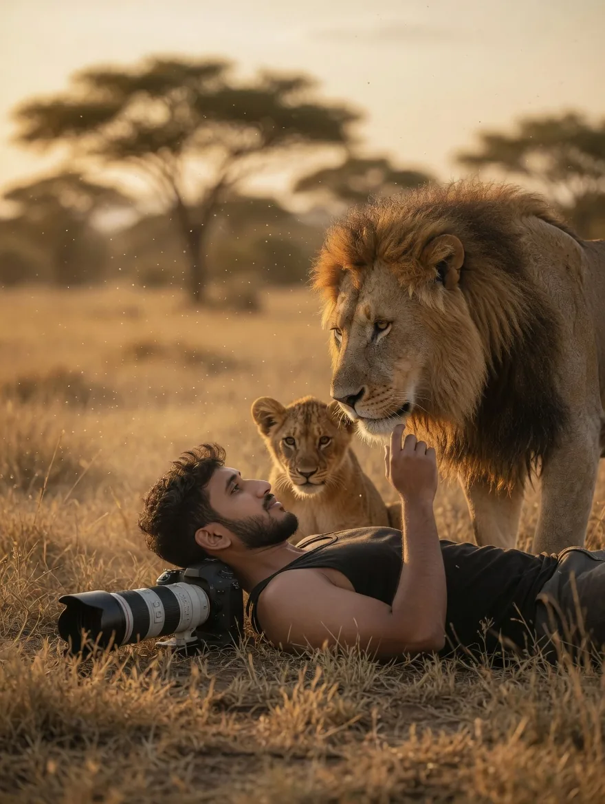 Savanna Portrait with Lions reference