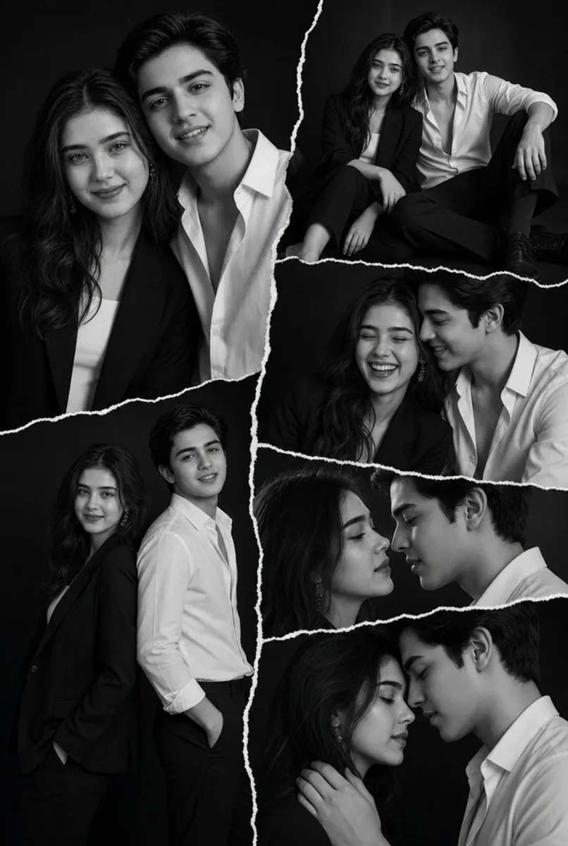 Monochrome Couple Torn Collage reference
