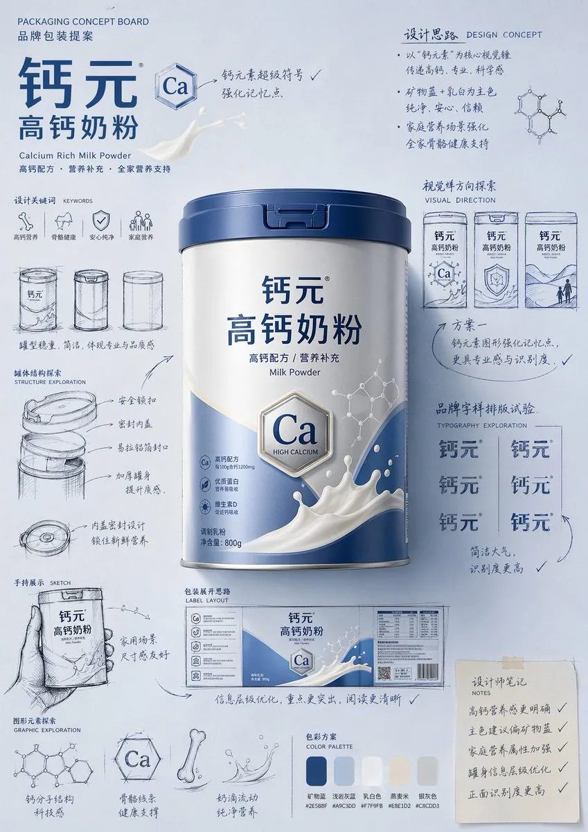 Packaging Design Proposal Board Prompt reference