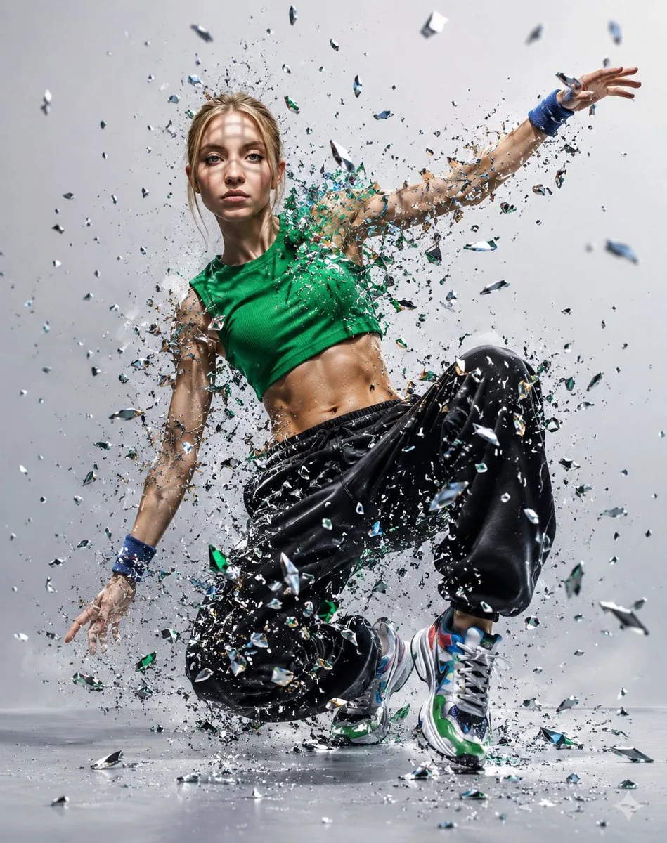 Glass Shard Dance Action Portrait reference