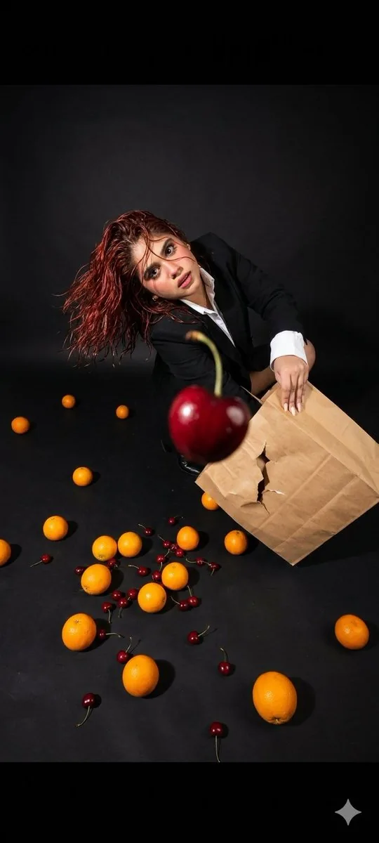 Editorial Fashion with Motion and Fruit - Nano Banana Pro AI Prompt for Product Marketing reference