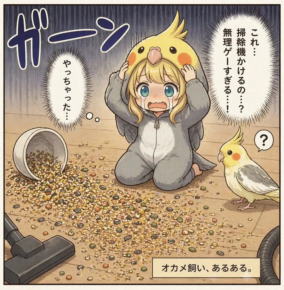 Cockatiel Owner Seed Spill Comic reference