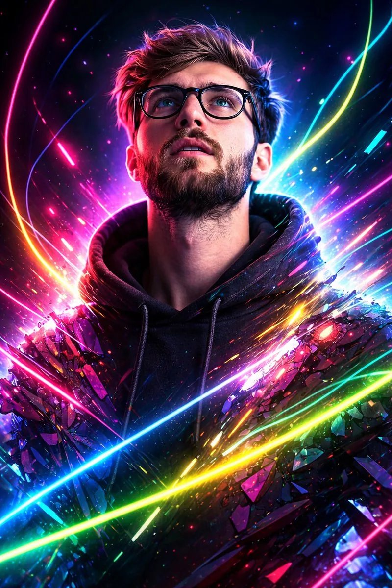 Synthwave Neon Digital Portrait Prompt reference