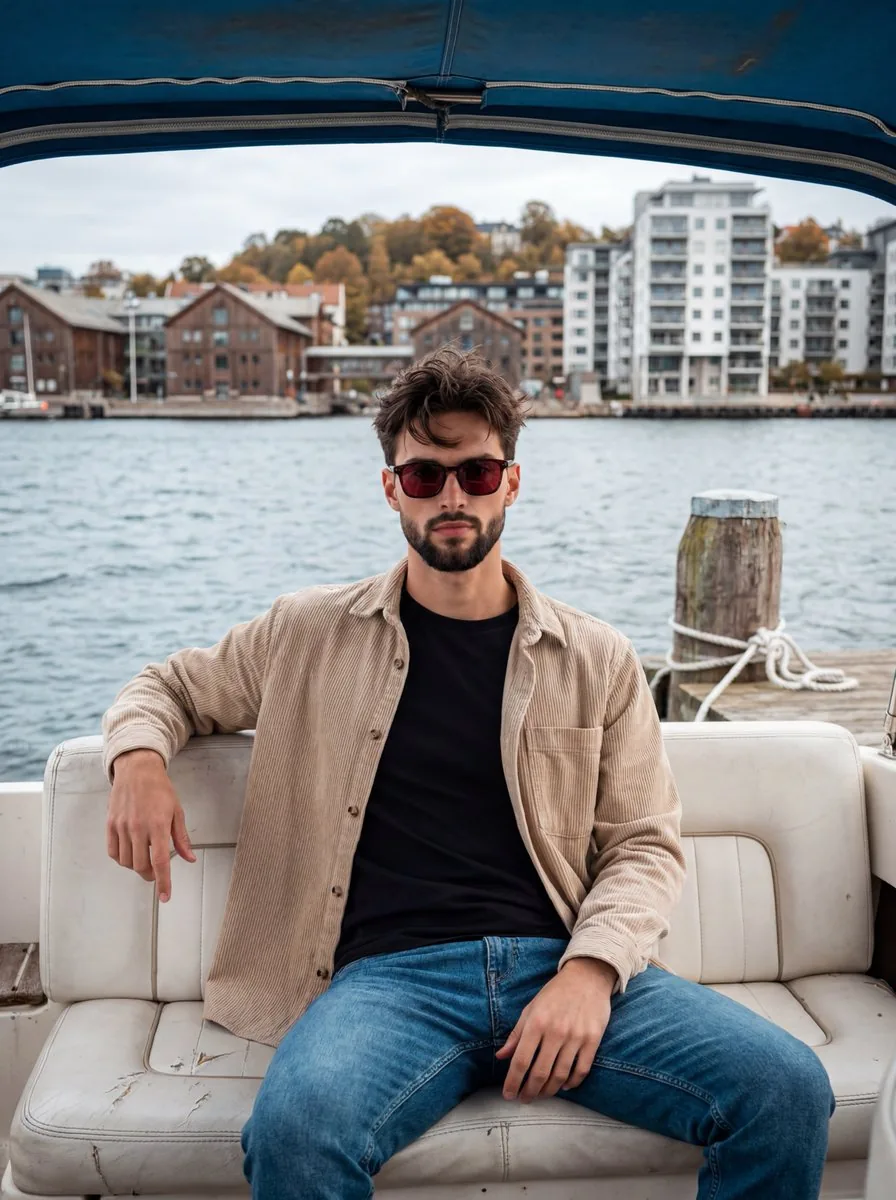 Casual Maritime Waterfront Portrait - Nano Banana Pro AI Prompt for Profile / Avatar reference
