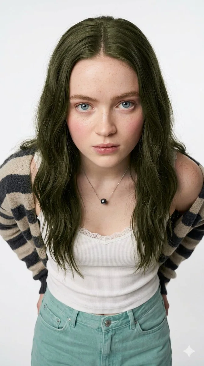 Ultra-Realistic Sadie Sink Studio Portrait - Nano Banana Pro AI Prompt for Social Media Post reference