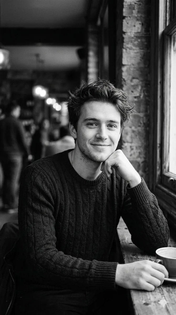 Black and White Cafe Portrait reference