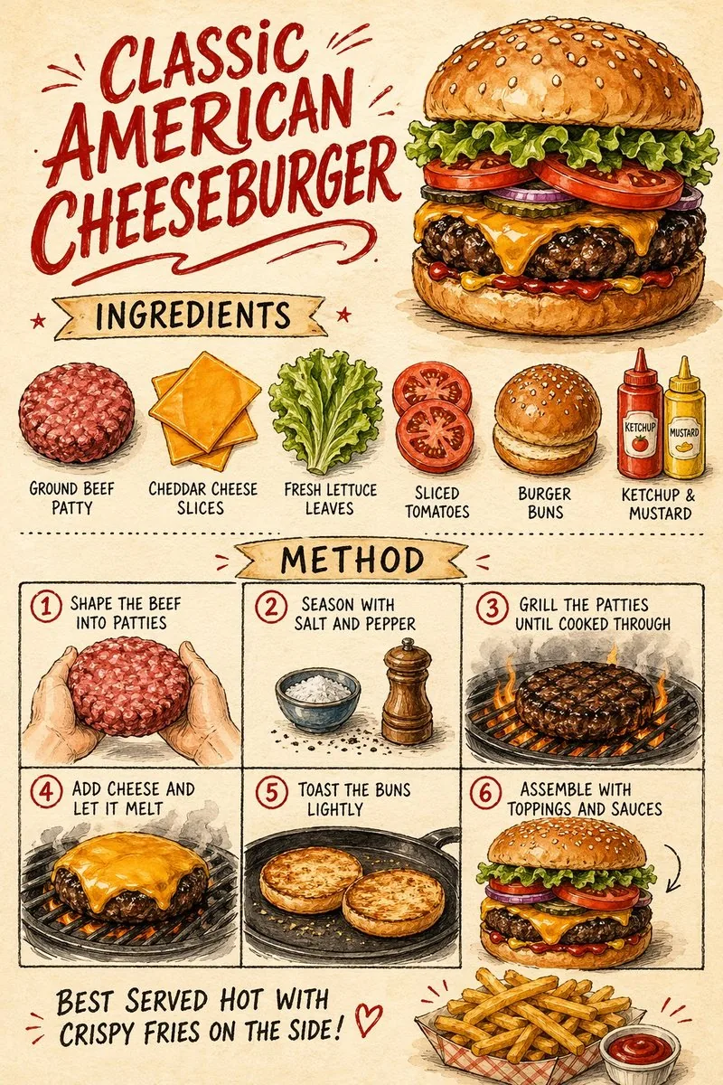 Vintage Cheeseburger Recipe Poster reference