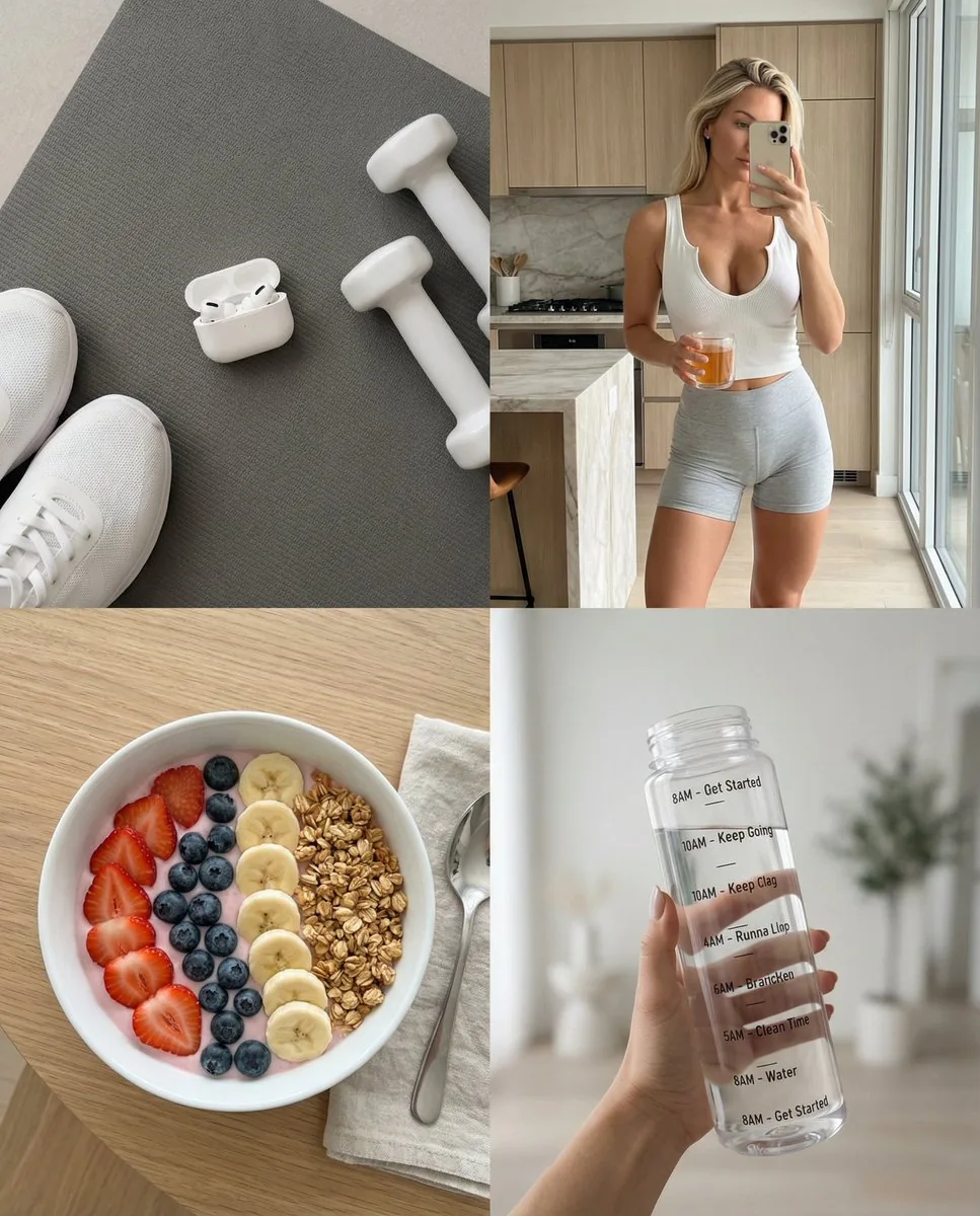 2x2 Wellness and Fitness Lifestyle Collage Prompt - Nano Banana Pro AI Prompt for Social Media Post reference