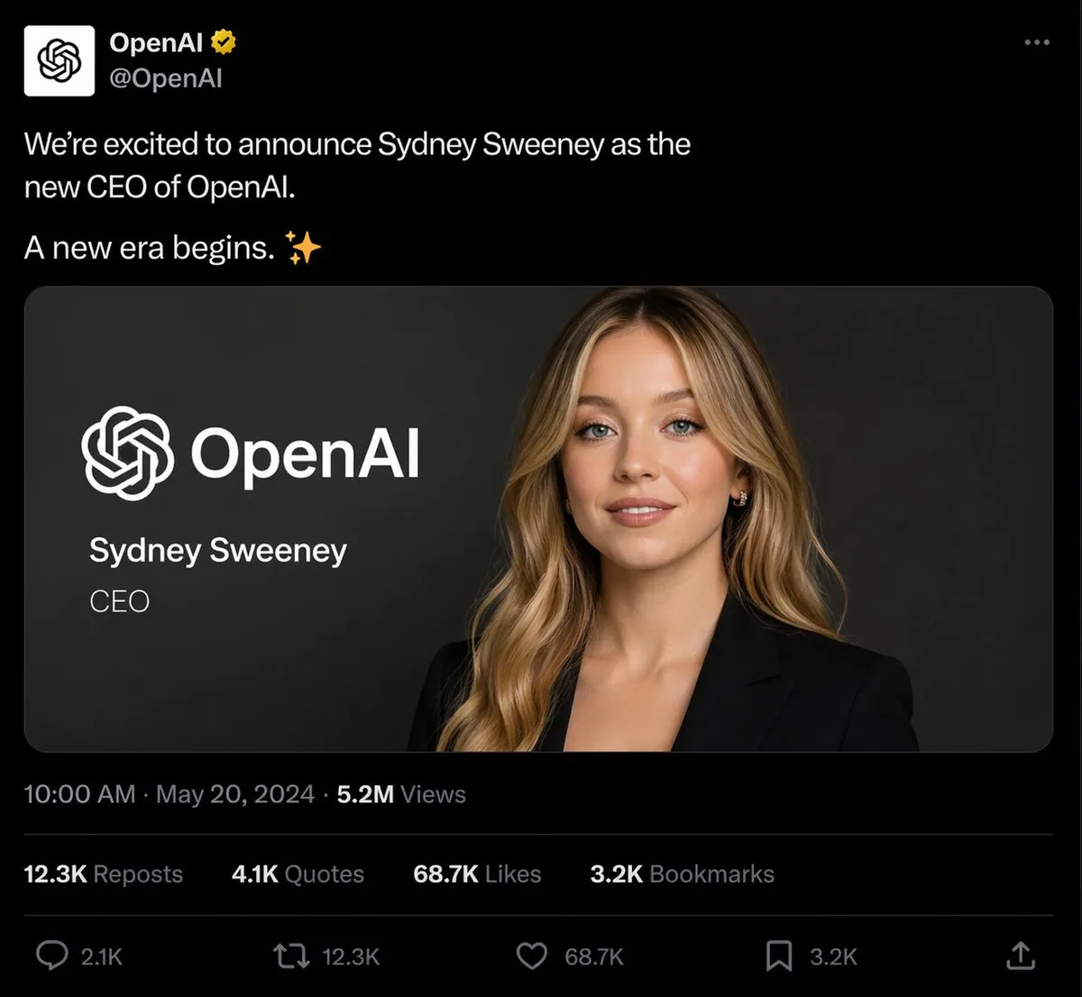 Fake CEO Announcement Post Screenshot reference