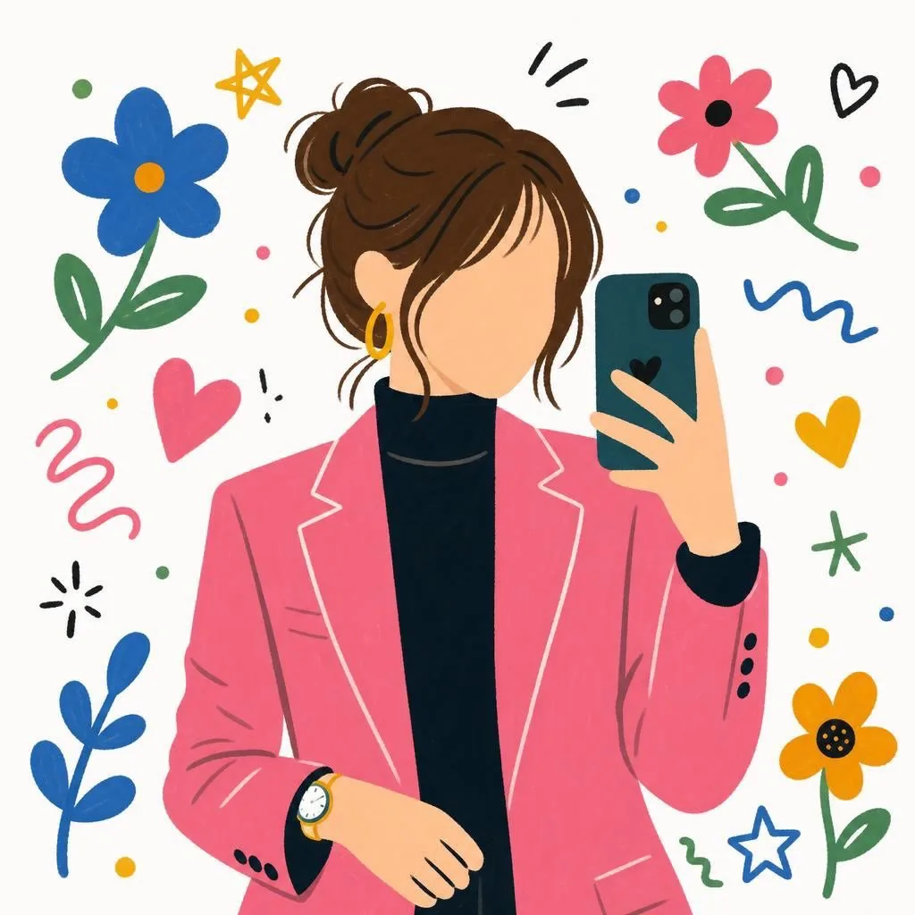 Flat Cartoon Faceless Girl Illustration reference