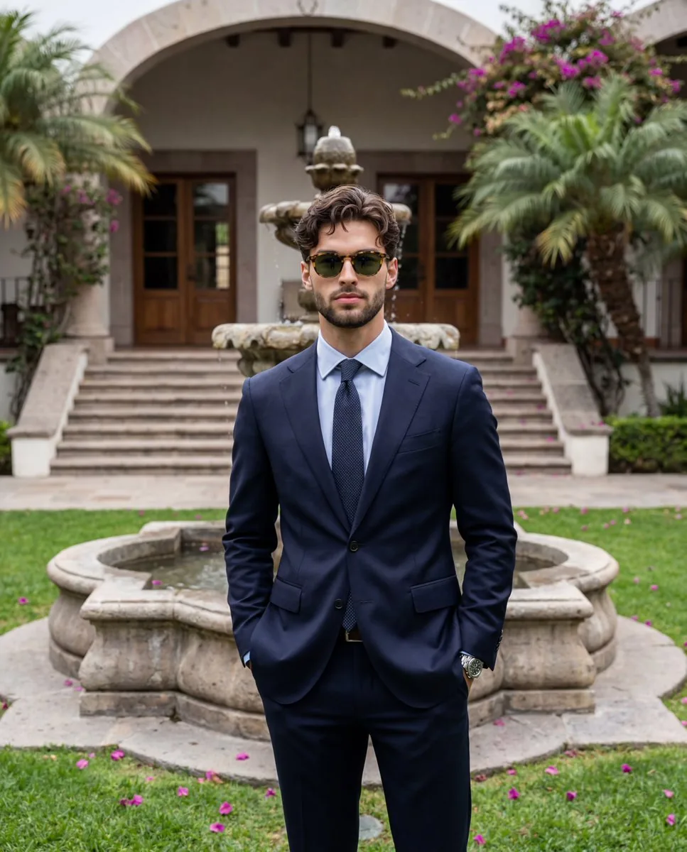 Formal Outdoor Event Portrait - Nano Banana Pro AI Prompt for Product Marketing reference