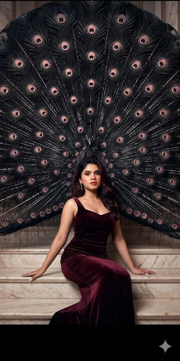 Velvet Fashion with Giant Peacock reference
