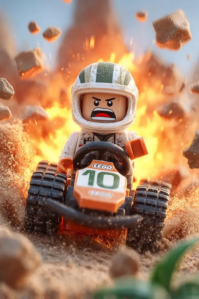Lego Racer on Exploding Volcano Slope reference