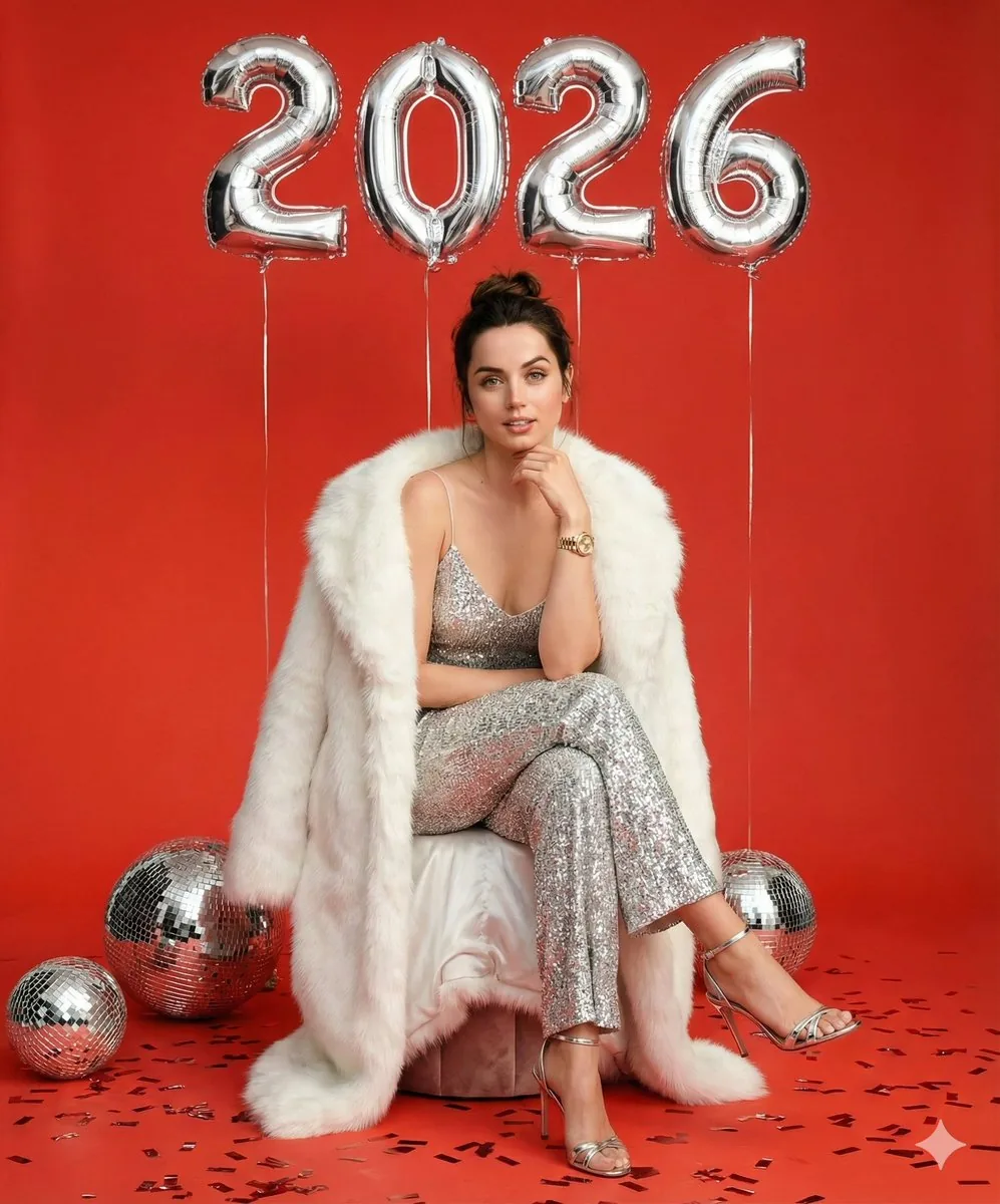 Glamorous New Year's Eve Fashion Shoot - Nano Banana Pro AI Prompt for Social Media Post reference