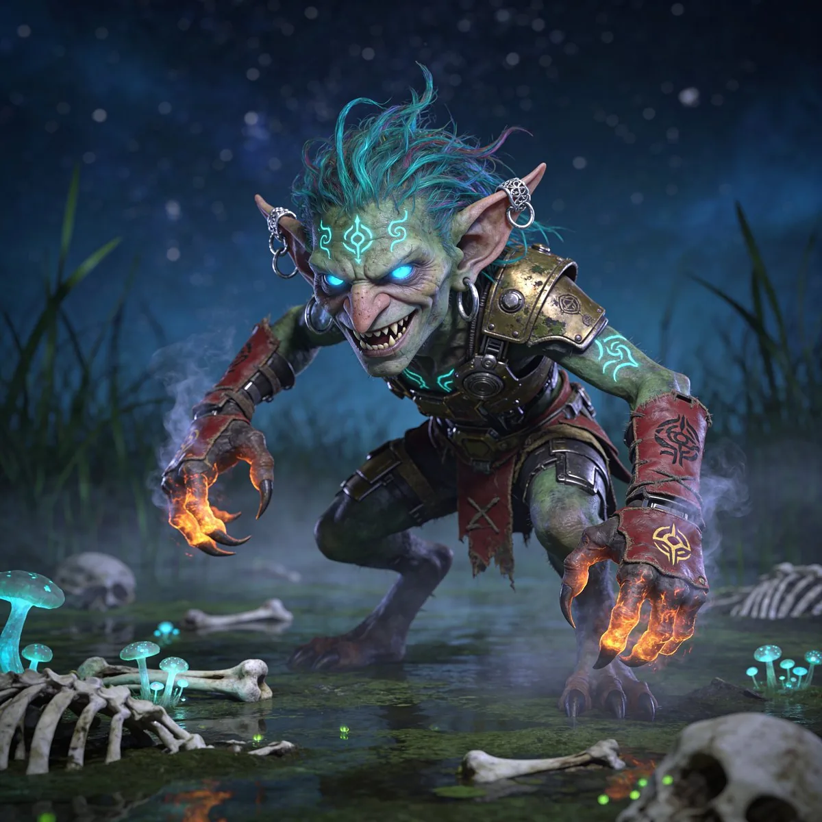 Glowing Goblin Shaman in Swamp reference