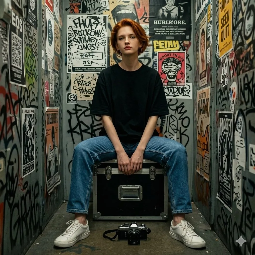 Hyper-realistic Portrait in Graffiti Room reference