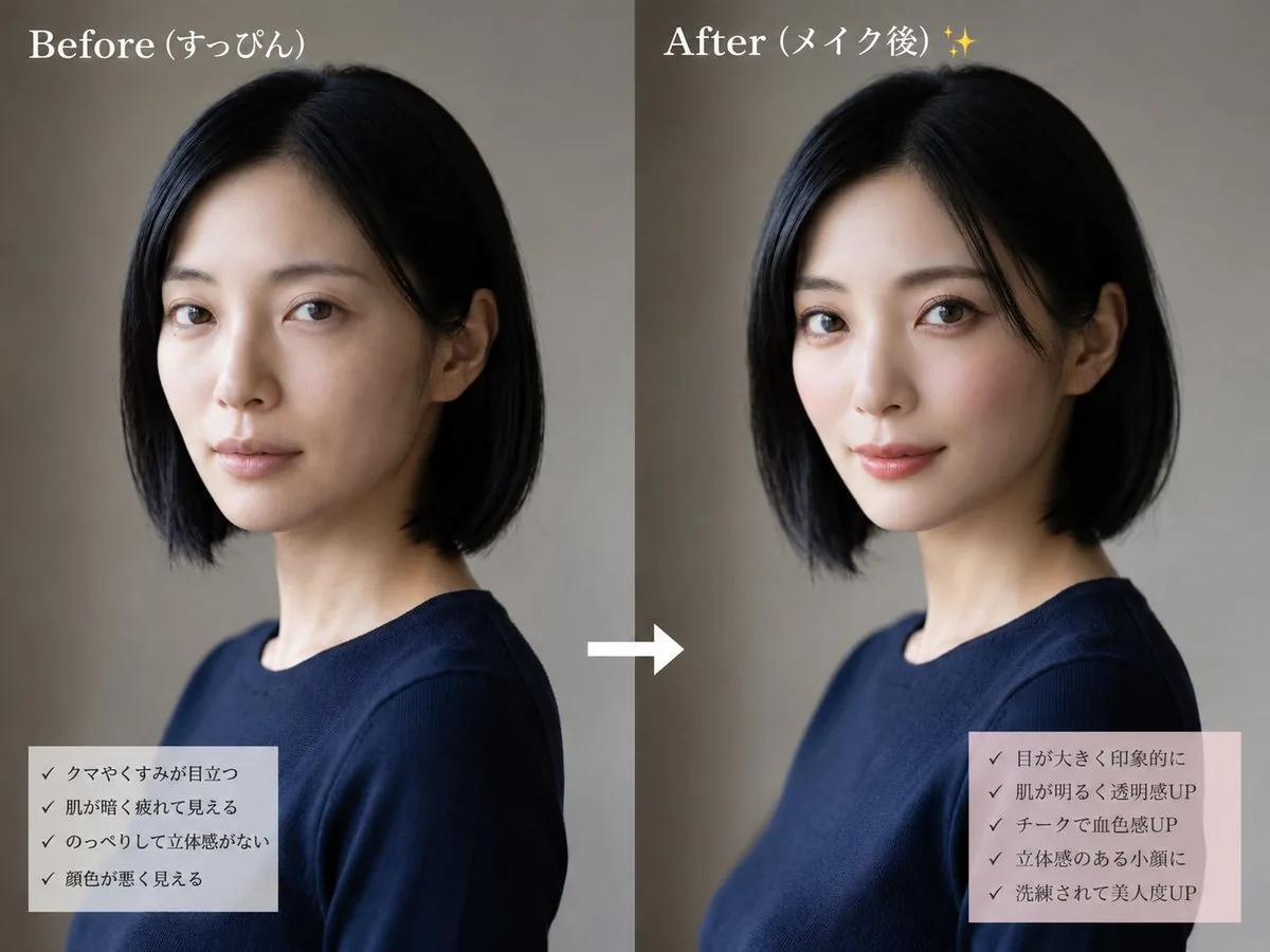 Before and After Makeup Comparison reference