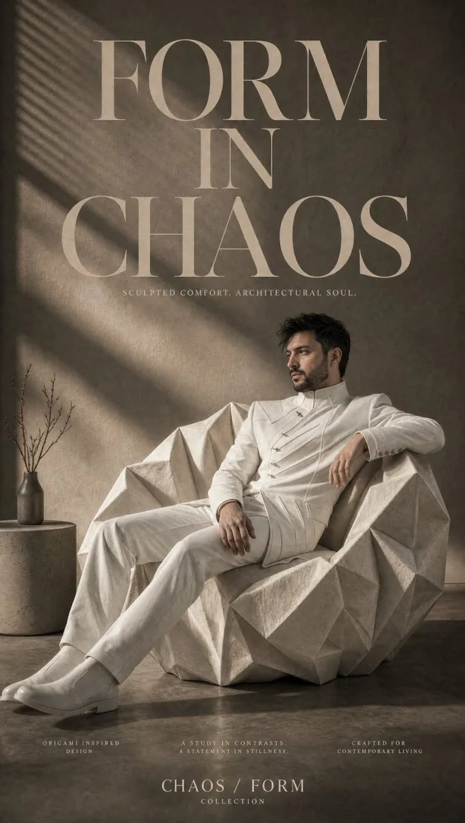 Origami Furniture Editorial Poster reference