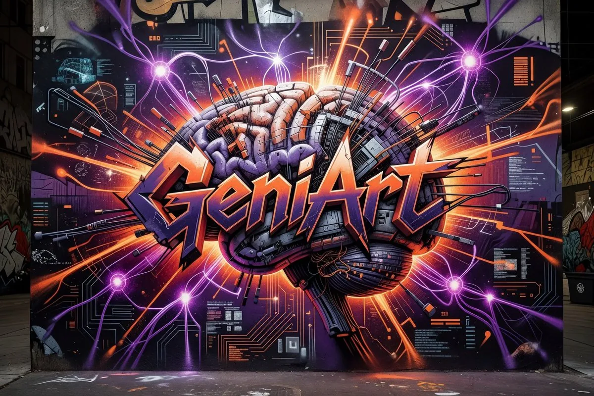 Cyberpunk Brain Graffiti Mural reference
