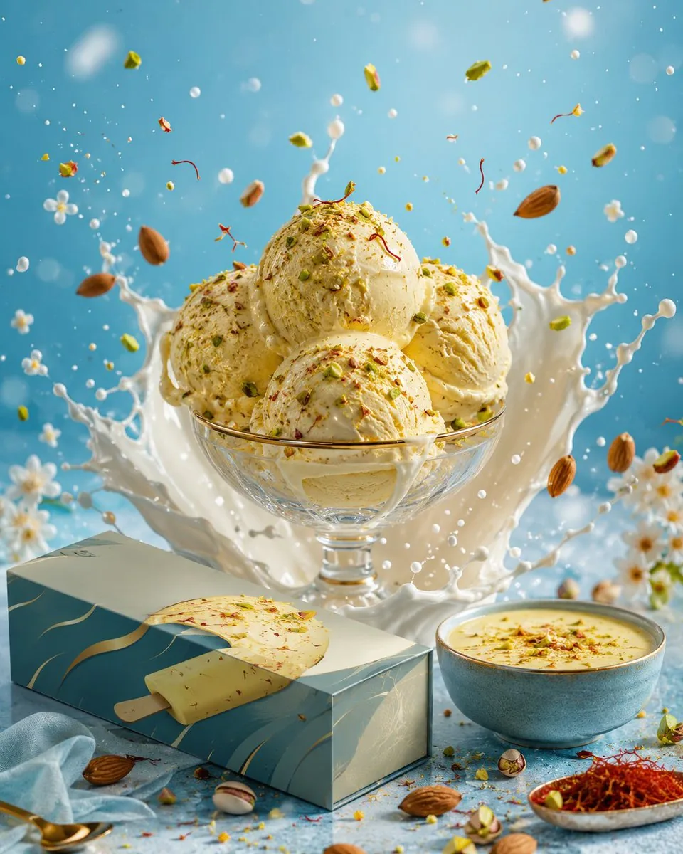Premium Ice Cream Splash Advertisement reference