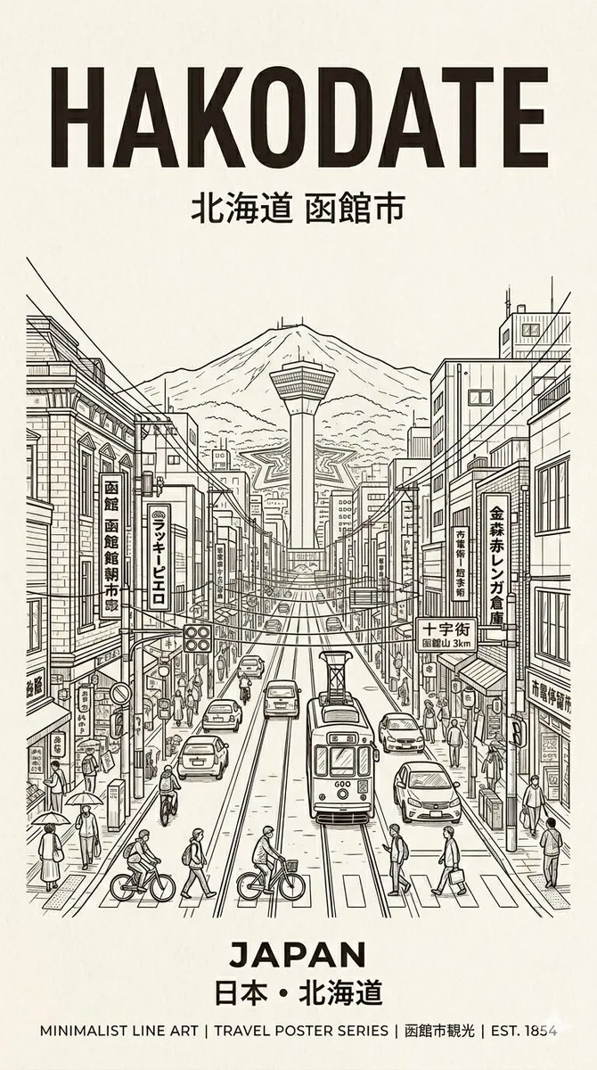 Hakodate Vintage Travel Poster reference