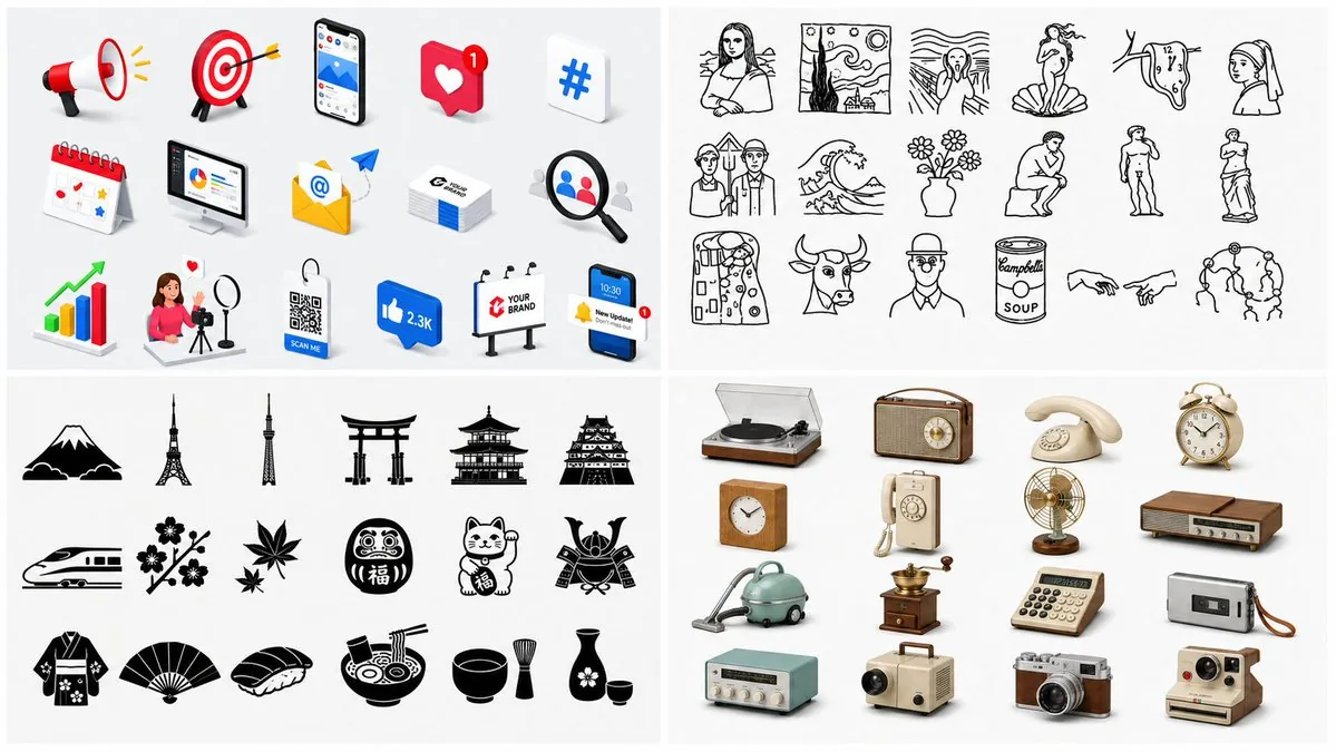 Four-Panel Icon Style Catalog reference