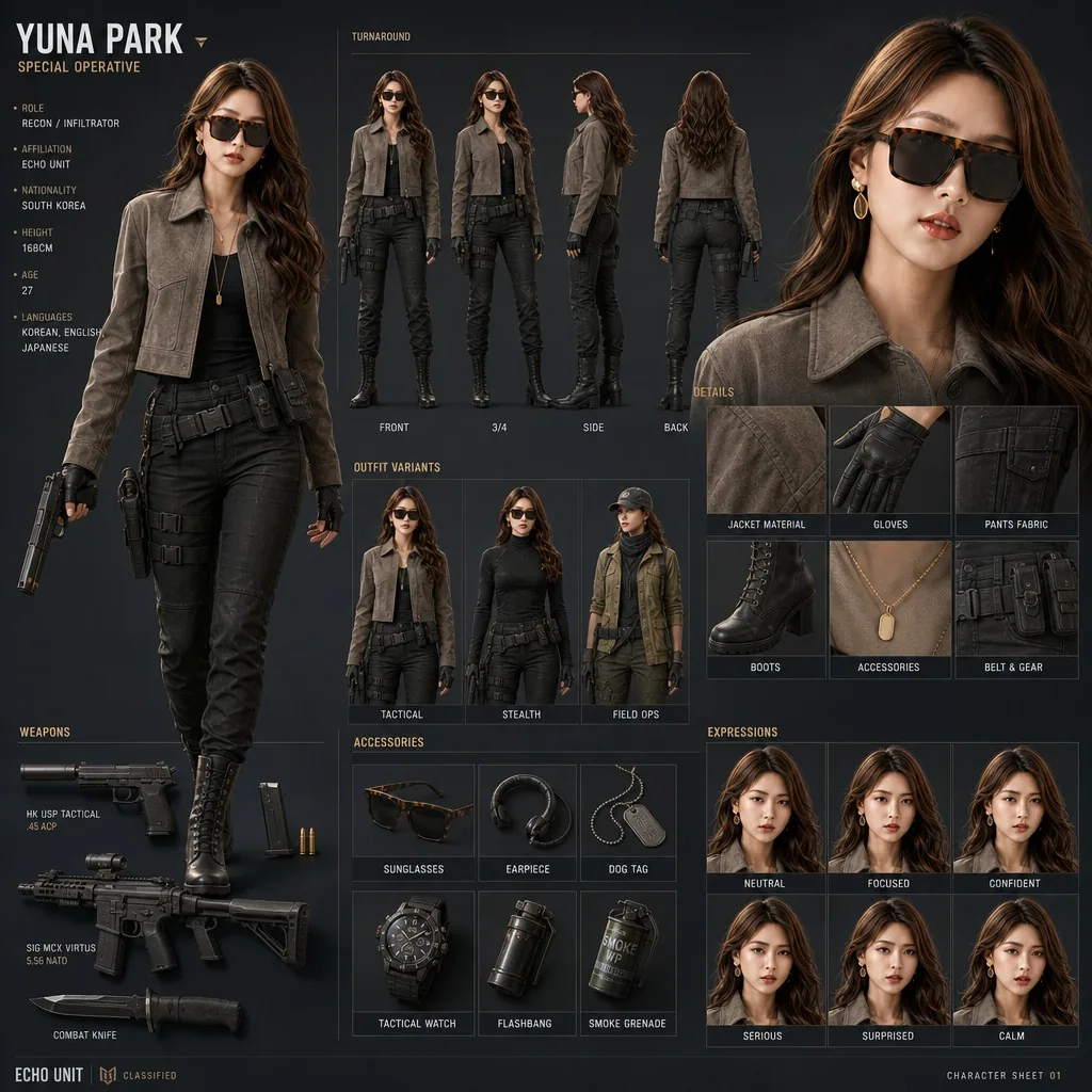 Yuna Park Tactical Character Sheet reference