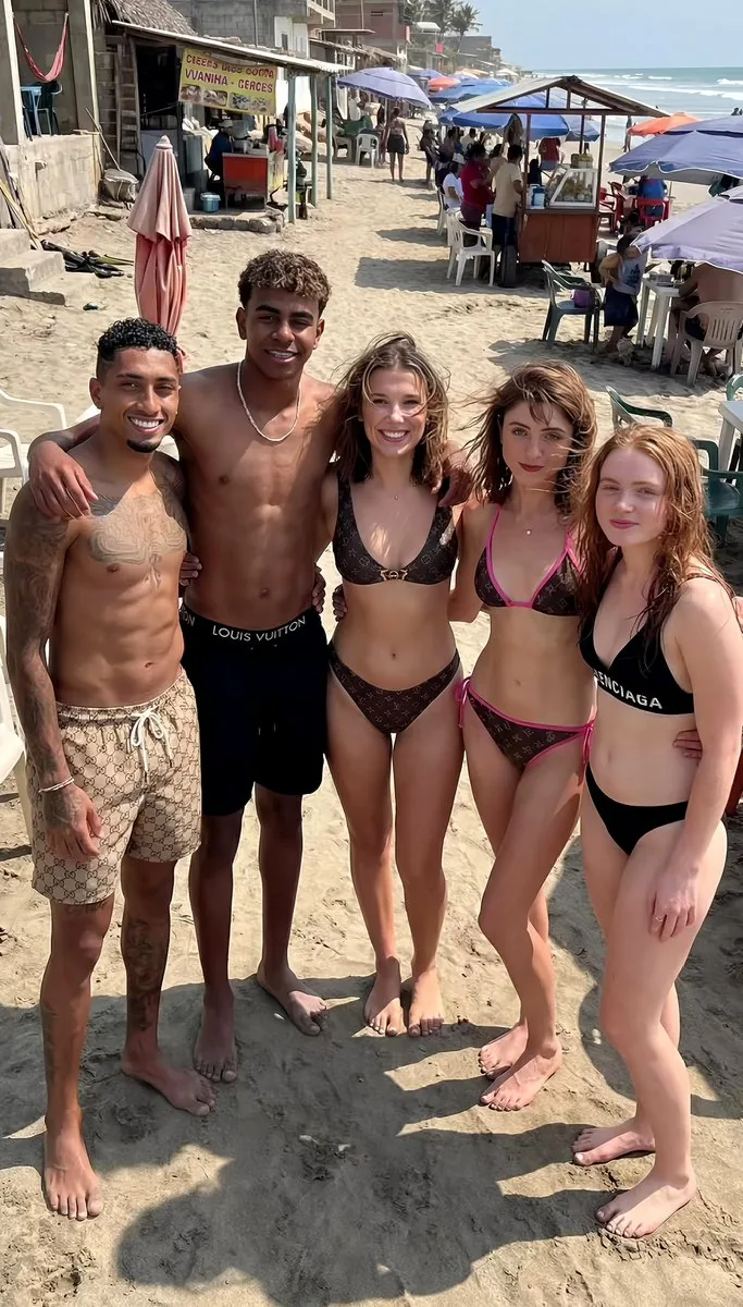 Celebrity Group Photo on Tropical Beach Prompt reference