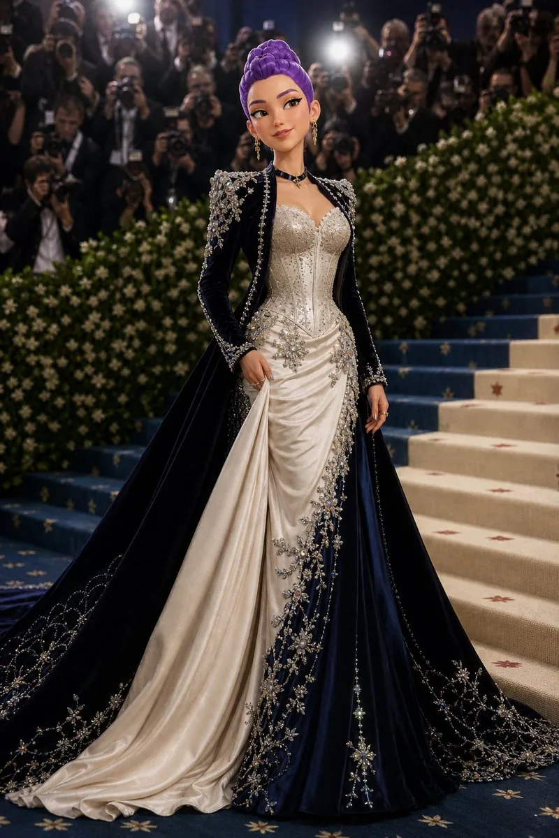 Met Gala Couture Staircase Portrait reference