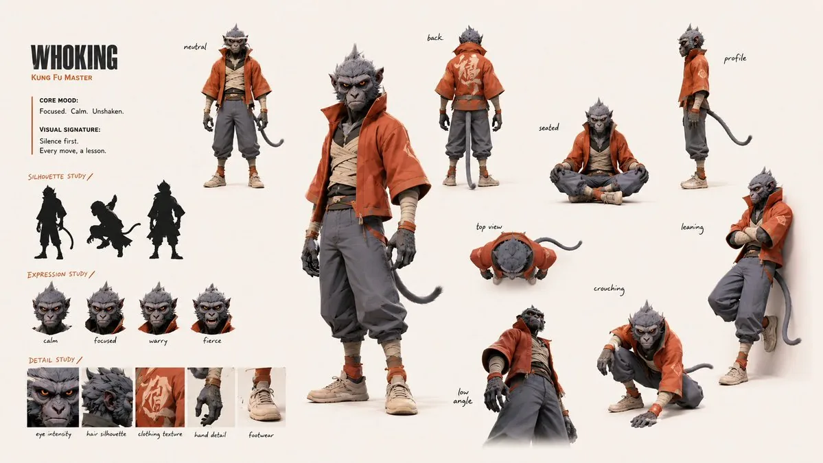 Kung Fu Character Storyboard Sheet reference