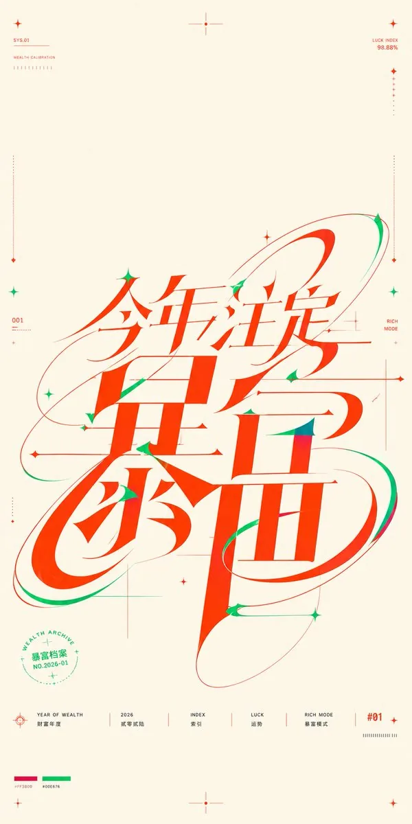 Chinese Wealth Typography Poster reference