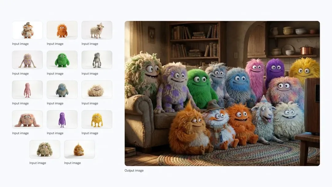 Cozy TV-watching group of fluffy characters reference