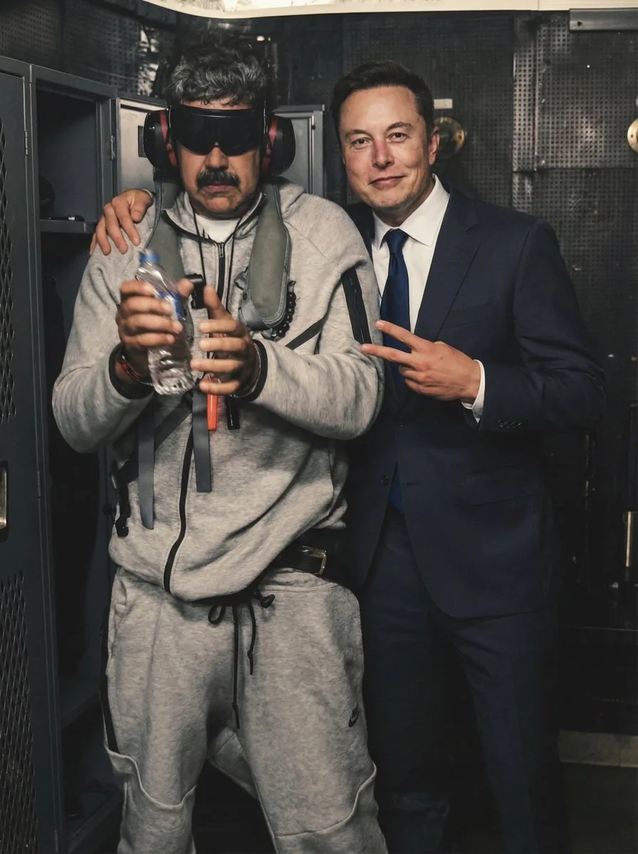 Humorous Portrait of Elon Musk and Venezuela President in Tactical Gear - Nano Banana Pro AI Prompt for Social Media Post reference