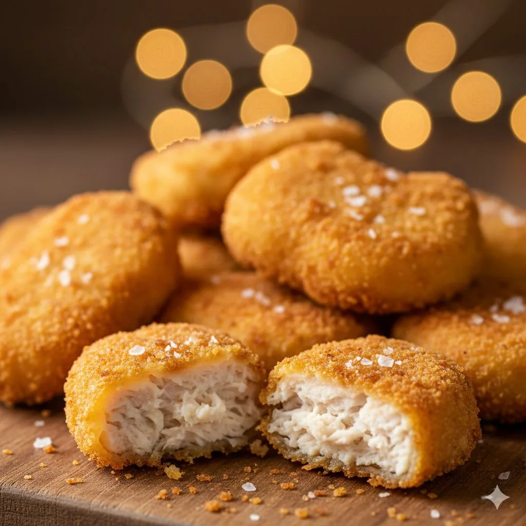 Cinematic Close-Up of Crispy Chicken Nuggets reference