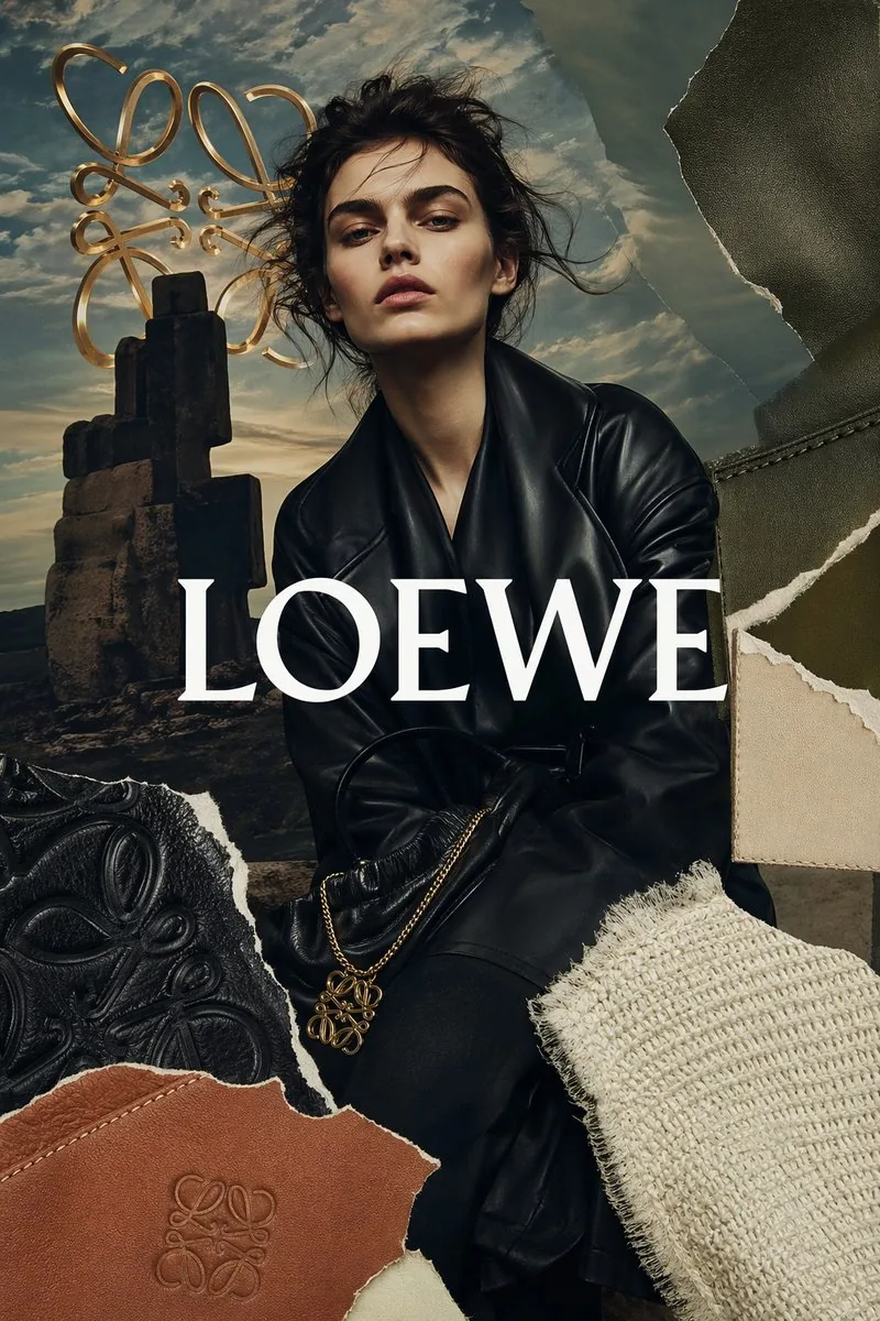 Luxury Leather Fashion Collage Ad reference