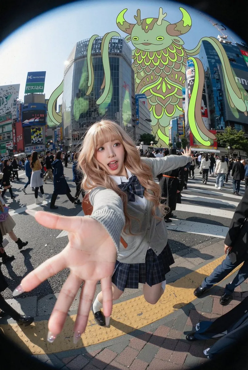 Fisheye Shibuya Yokai Selfie reference