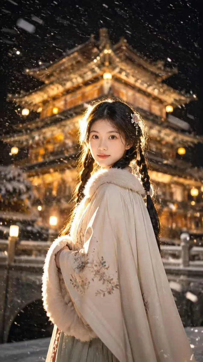 Snowy Chinese Temple Portrait reference