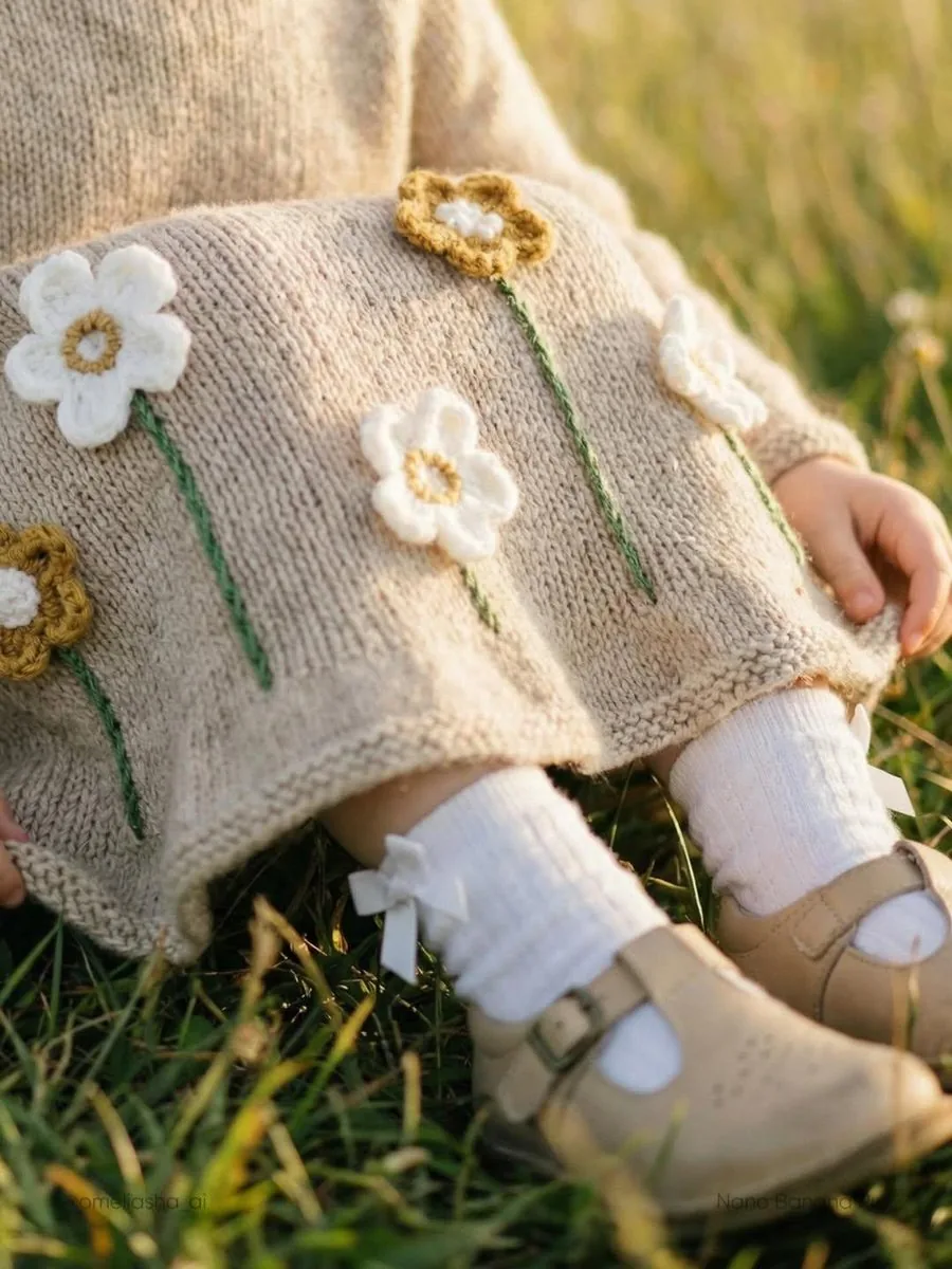 Lifestyle Photo of Toddler Running in Sunlit Meadow reference