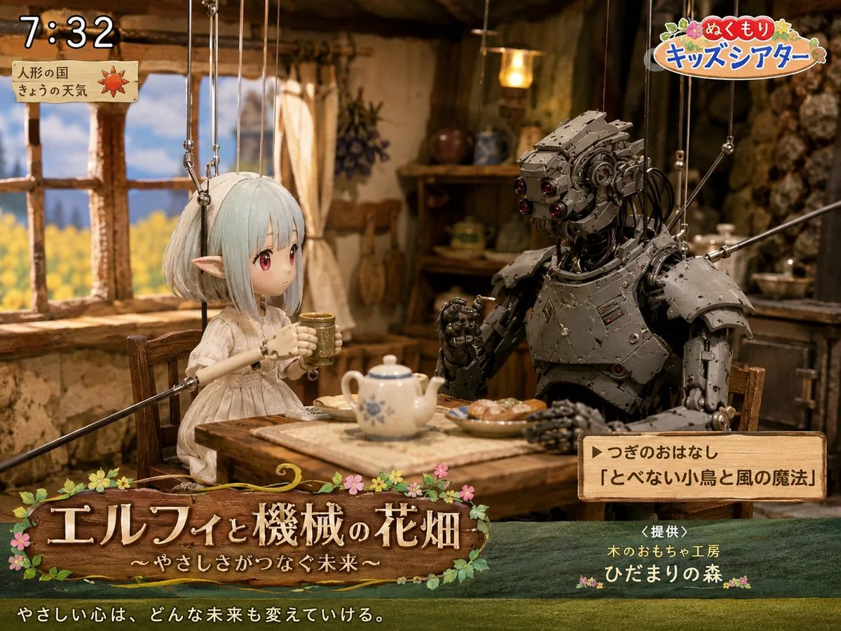 Elf and Robot Puppet Theater Still reference